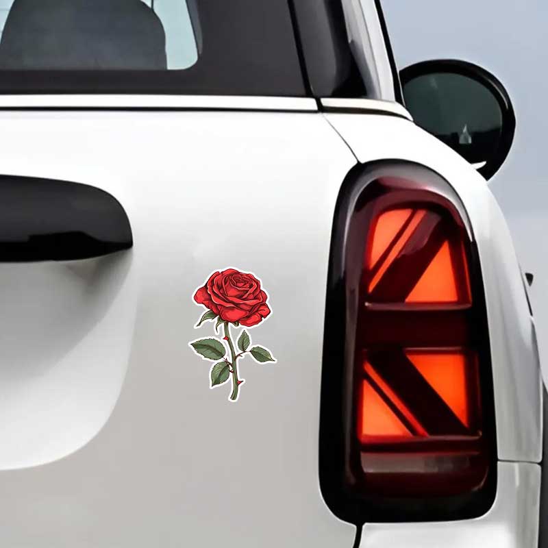 Car Sticker Red Rose Sticker Waterproof Vinyl Decal on Bumper Rear Window Laptop Self-adhesive Decal For Car Accessories Y04