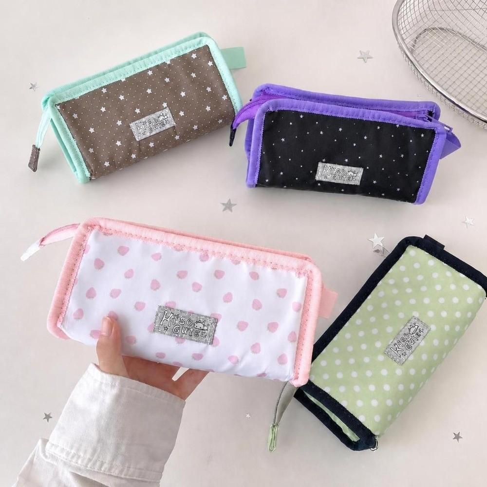 Large Capacity Pen Bag Transparent Window Pencil Pouch Portable Stationery Bag Students