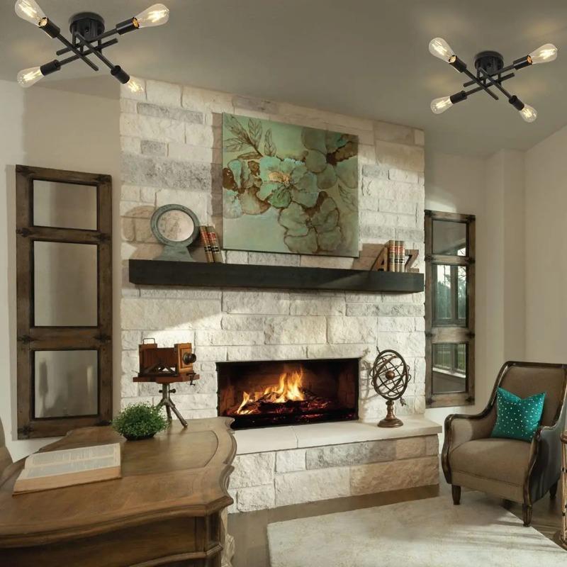 Semi Flush Mount Modern Chandelier Close To Ceiling Lighting Black Ceiling Light Fixture