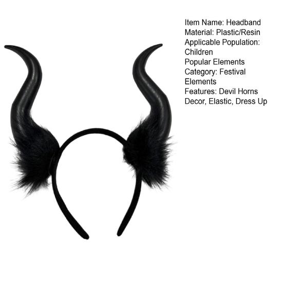 Halloween Devil Horns Plush Headband Cosplay Gothic Hair Hoop Dress Up Accessories Party Outfits Headband