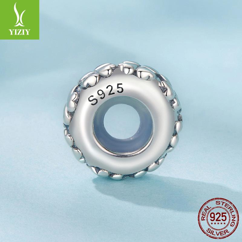 Four-Leaf Clover Silicone Positioning Bracelet Beads, Simple Leaf S925 Sterling Silver Beads Beads