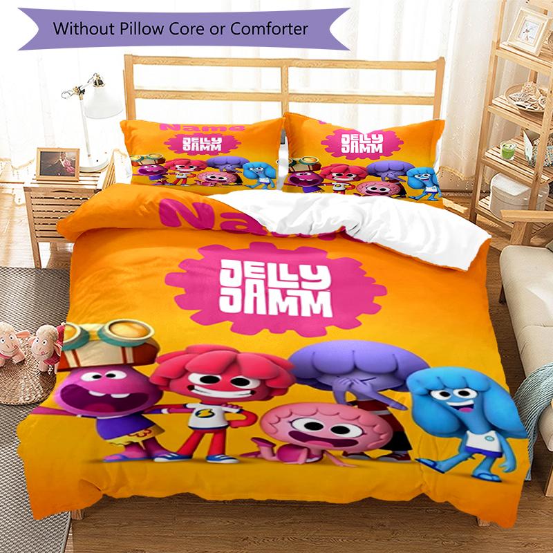 3Pcs Custom Name Jelly Jamm Bedding Set Duvet Cover Closure Includes 1Duvet Cover 2Pillowcases Soft And Comfortable For All Seasons