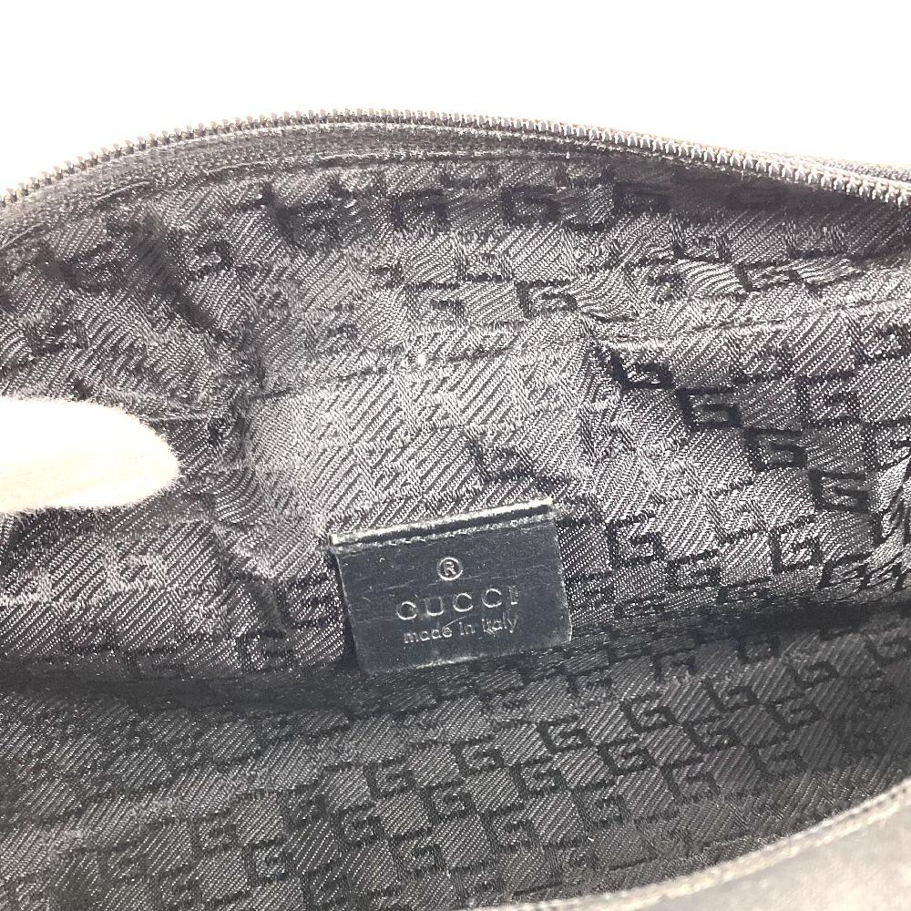 GUCCI 02888 Logo W Zip Zip Bag Pouch Clutch Bag with Handle Leather/Canvas Black