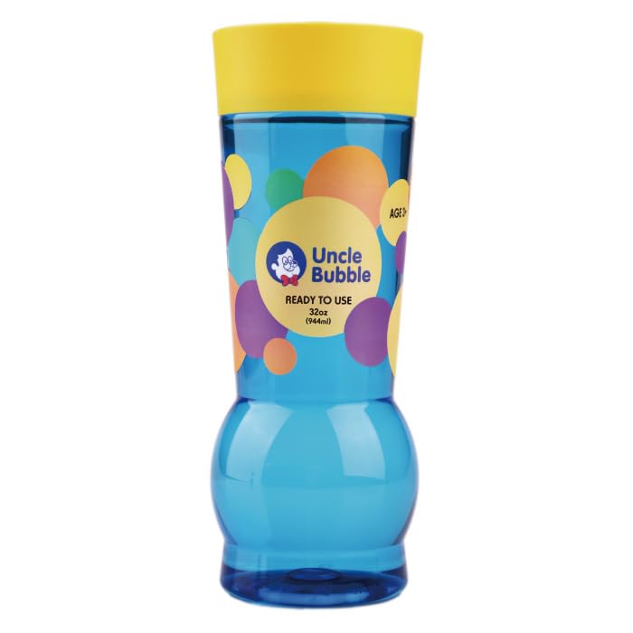 Uncle Bubble Bubble Yellow для Большого 32 унции Создайте Огромный Специальный Пузырь Идеально для Улицы и Двора Жидкость Uncle Bubble, Крышка, Пузыри, (944 мл),