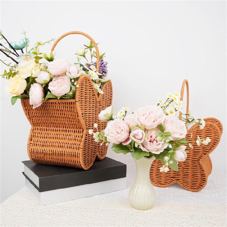 Decorative Butterfly Shaped Basket with Handle Plastic Construction Storage Container For Living Room Bedroom