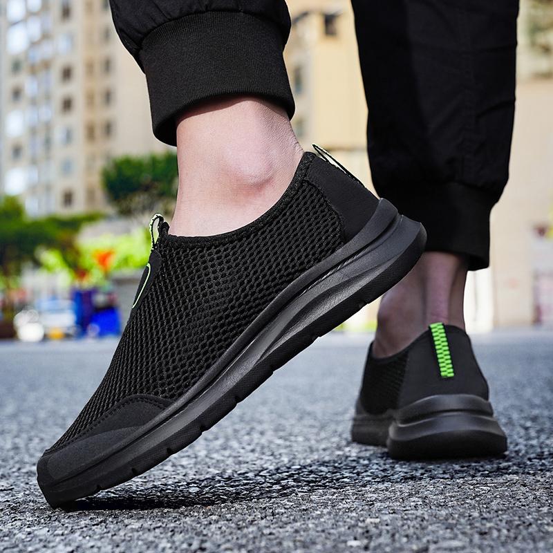 Men Shoes Breathable Mesh Summer Lightweight Hiking Walking Casual Shoes Slip-On Driving Men's Loafers
