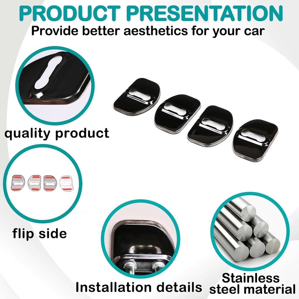 Car Door Lock Latches Cover Protector Compatible with Ineos Grenadier 2020-2024 Stainless Steel Car Door Latch Covers Protection Decoration Car
