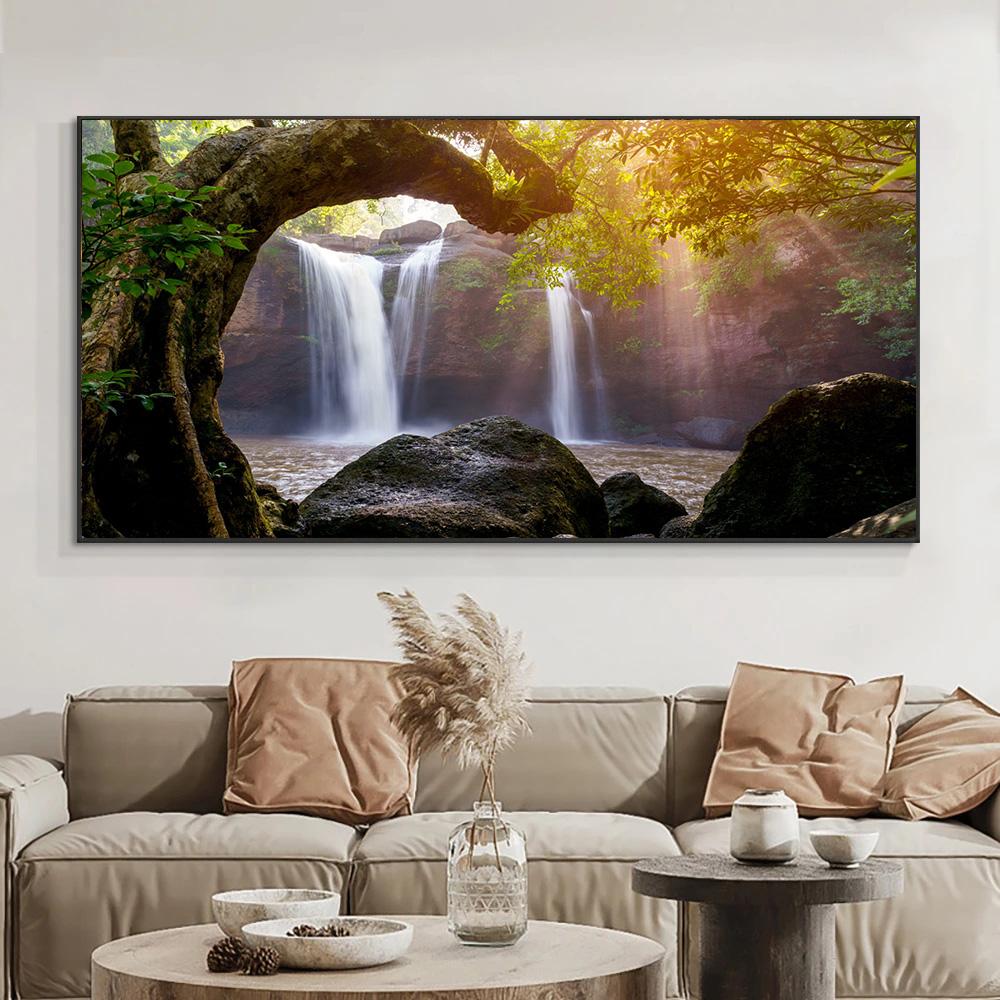 Пейзажи с водопадом, постеры и принты, холст, картина, природа, отверстие, Куадрос, настенные художественные фотографии для гостиной, домашний декор, без рамки