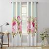Blooming Flowers And Stripes Window Curtains For Living Room Luxury Bedroom Decor Drapes Kitchen Window Treatments Curtains