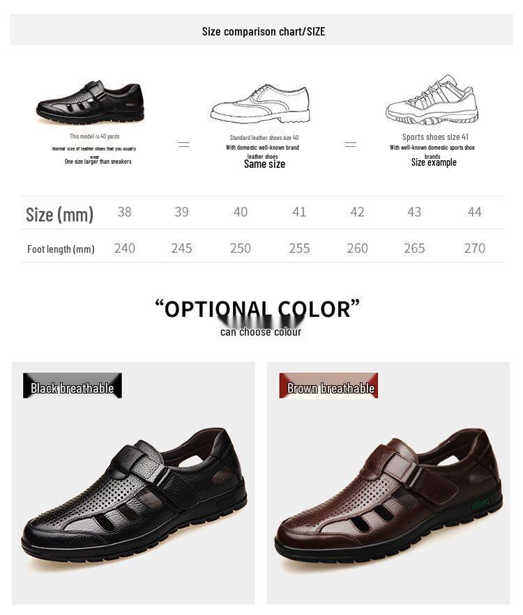 Мужские кожаные сандалии для вождения на мягкой подошве - деловой кэжуал, полый дизайн для среднего и пожилого возраста