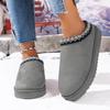 Women Snow Boots for Warm Suede Leather Boots Autumn Winter Slip On Platform Boats Close Toe Hair Half Slipper Cotton Shoes