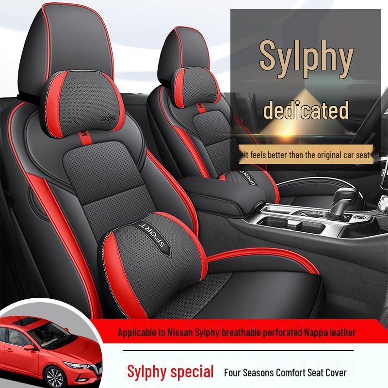 Sylphy 5-Seater Leather Seat Cover: All-Season Full Surround Cushion