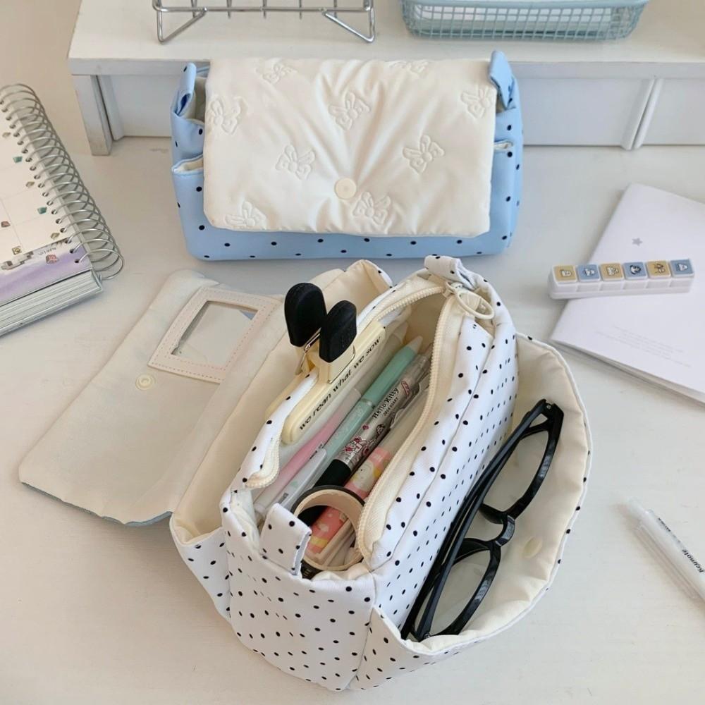 Desktop Storage Korean Style Pen Bag Large Capacity Y2K Star Bow Stationery Bag Kids Children