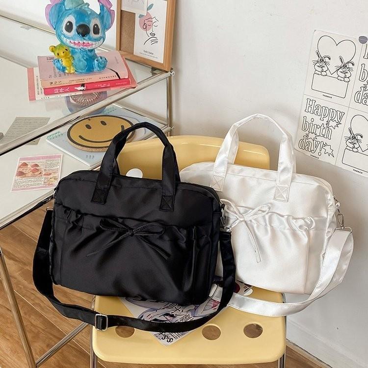 Стильная городская сумка кроссбоди для женщин, повседневная холщовая нейлоновая сумка с деталью в виде банта