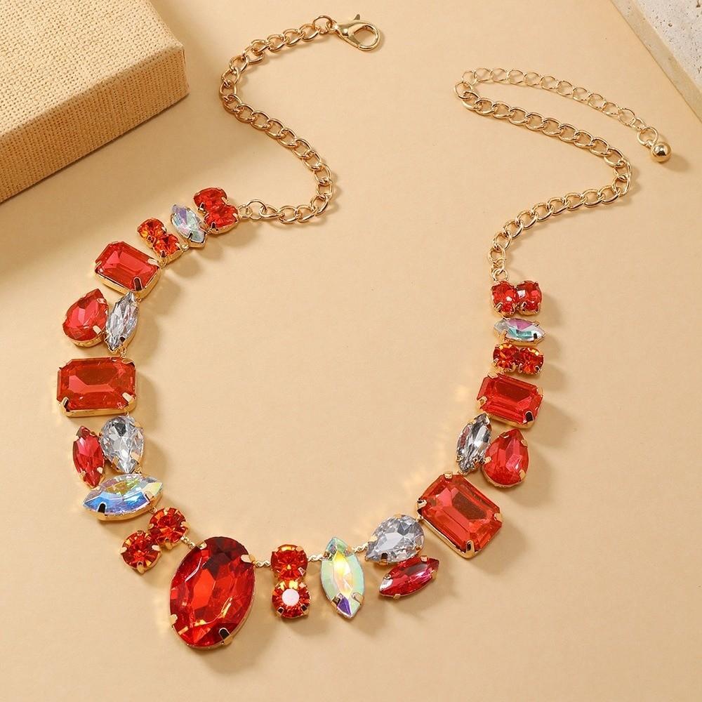 Charm Rhinestone Necklace Decoration Exaggerated Necklace Vintage Chunky Necklace  Banquet Party