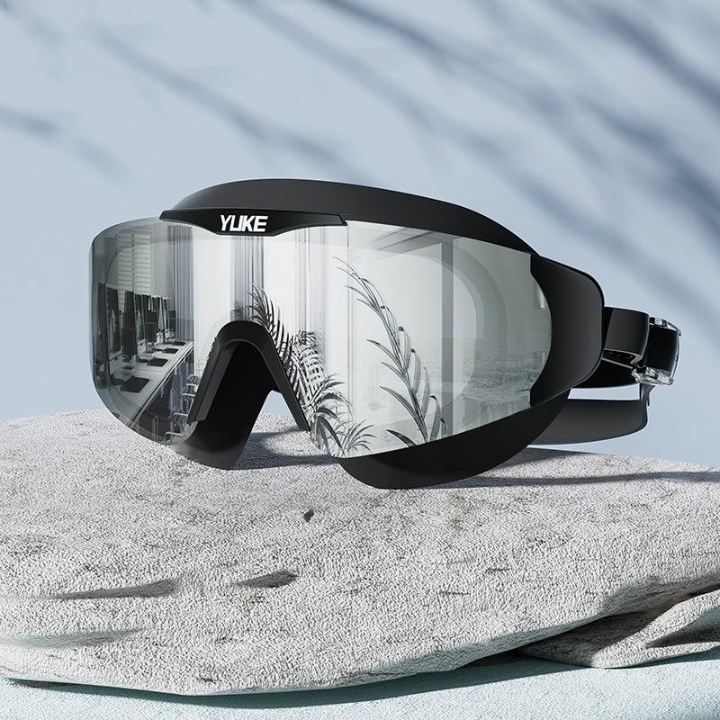 Новые модные очки для плавания с большой оправой, градиентные линзы, противотуманные, HD, водонепроницаемые, взрослые, профессиональные силиконовые очки для плавания