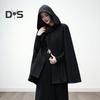Зимнее женское пальто-накидка с капюшоном, средневековая ретро-накидка, готическая, сохраняющая тепло шаль, длиной до колена, свободный плащ, плотный, застегивающийся на одну пуговицу, уличное пончо, пират