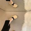 Cross-strap Ballet Shoes, Light Mouth, Retro Fashion, Versatile and Comfortable Flat-bottom Split-toed Mary Jane Single Shoes for Women