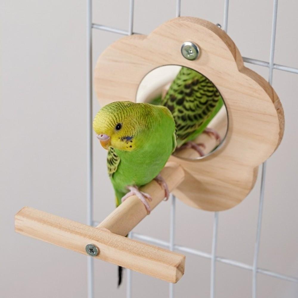 Bite Resistant Bird Flower Mirror Toy Hanging Parrot Swing Toy Parrot Swing Stand  Cage Accessories