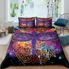 Bohemian Dragonfly Duvet Cover Set King Size Mandala Paisley Bedding Set Purple Tie Dye Iridescent Hippie Polyester Quilt Cover