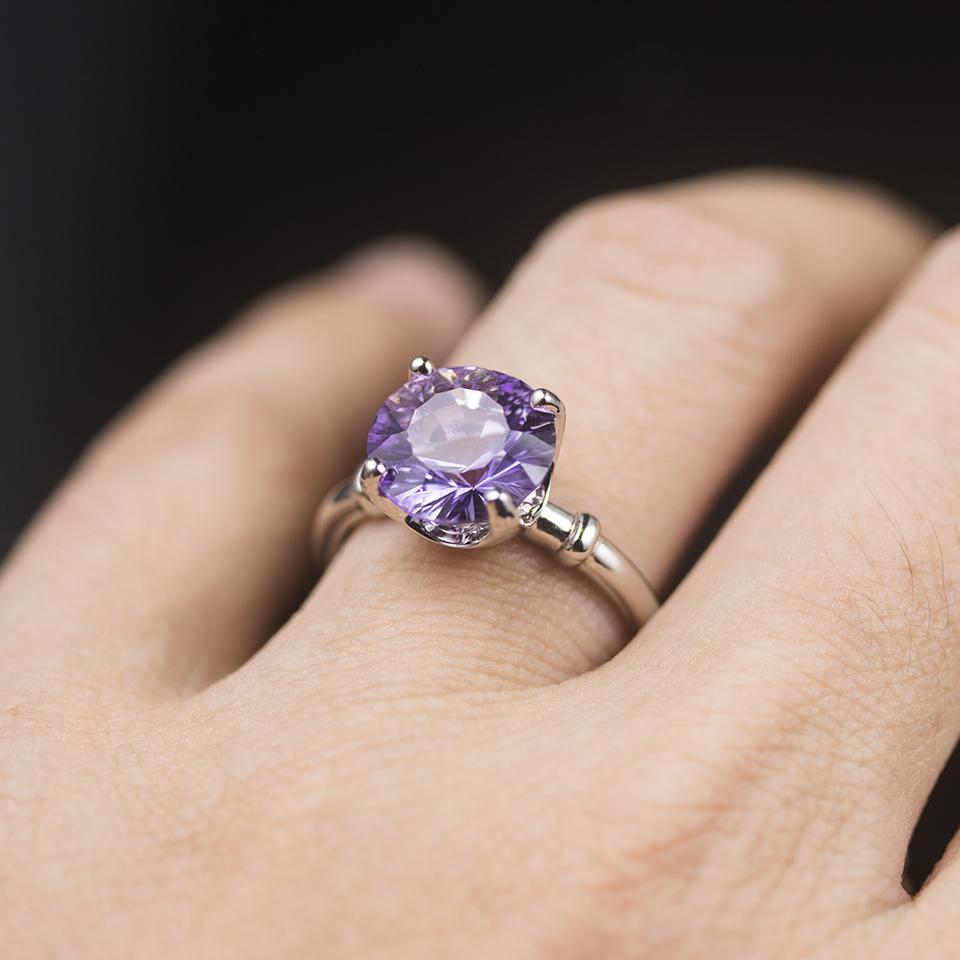 New 925 Sterling Silver Natural Amethyst Jewelry Sets English Clasp Earrings Ring 10.0mm Gemstone for Women