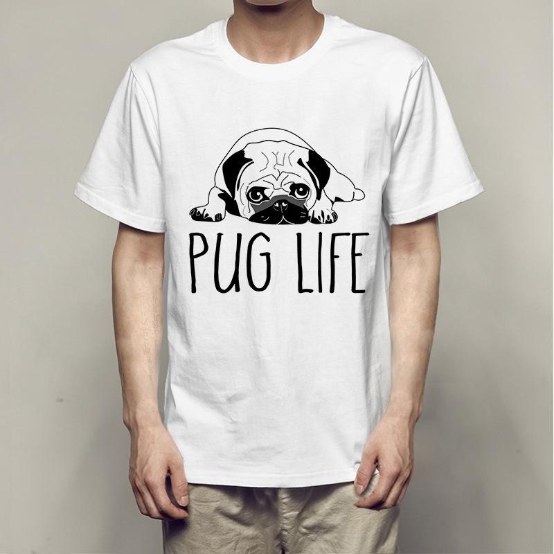 Летние футболки Bago Dog Rock Pug Rock из хлопка с принтом, свободные, с круглым вырезом и коротким рукавом, мужские