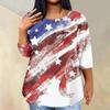 Женская модная повседневная футболка с рукавом три четверти и принтом в честь Дня независимости и круглым вырезом, карманная футболка, топ