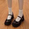 Туфли Мэри Джейн женские 2025 весна-лето новые на толстом каблуке в стиле ретро, британские, маленькие французские кожаные туфли с ремешком-пряжкой