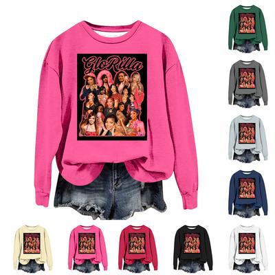 Женская модная повседневная толстовка с длинным рукавом, свободного кроя, с принтом