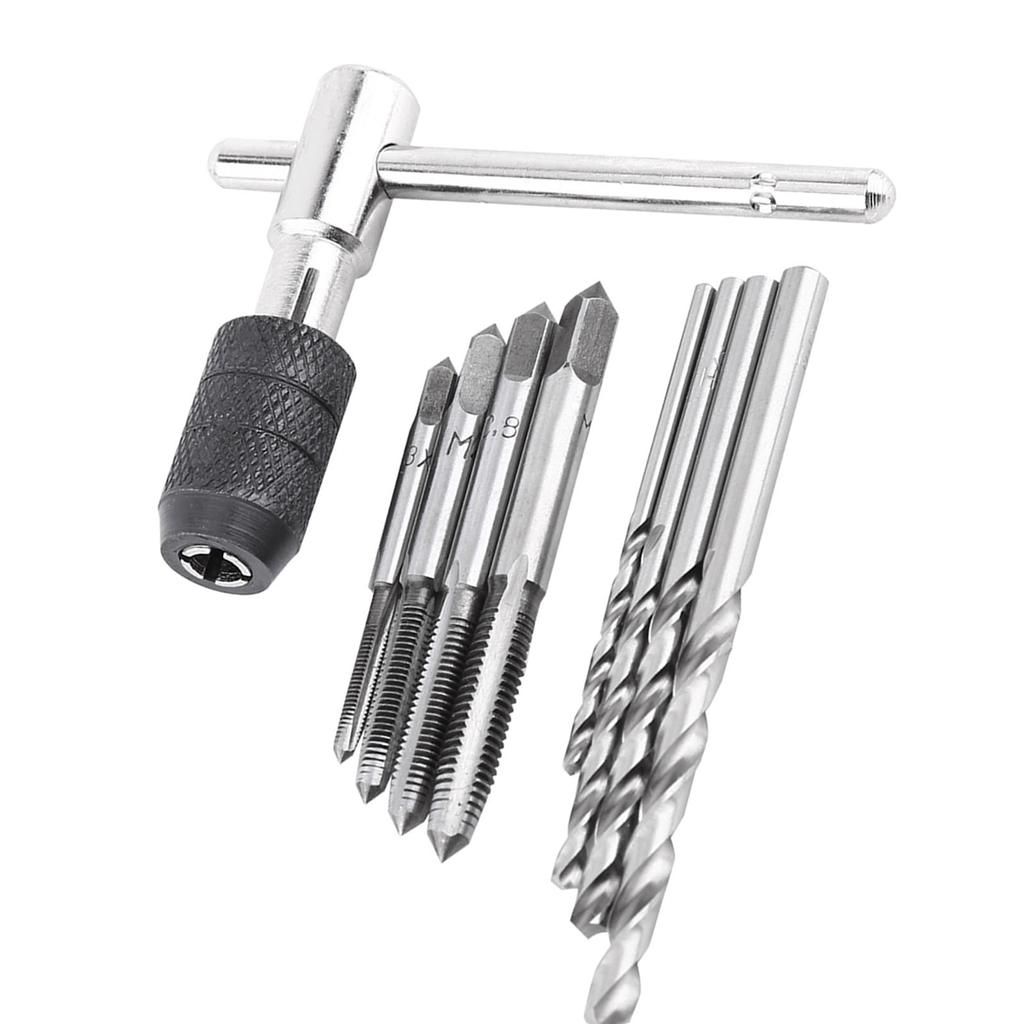 Набор из 9 шт. метчиков, Т-образных ключей и спиральных сверл, набор ручных инструментов для нарезания резьбы и нарезания резьбы