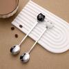 Cartoon Ceramic Spoon Ceramic Black And White Cat Spoon Ice Cream Spoon Stainless Steel Coffee Spoon