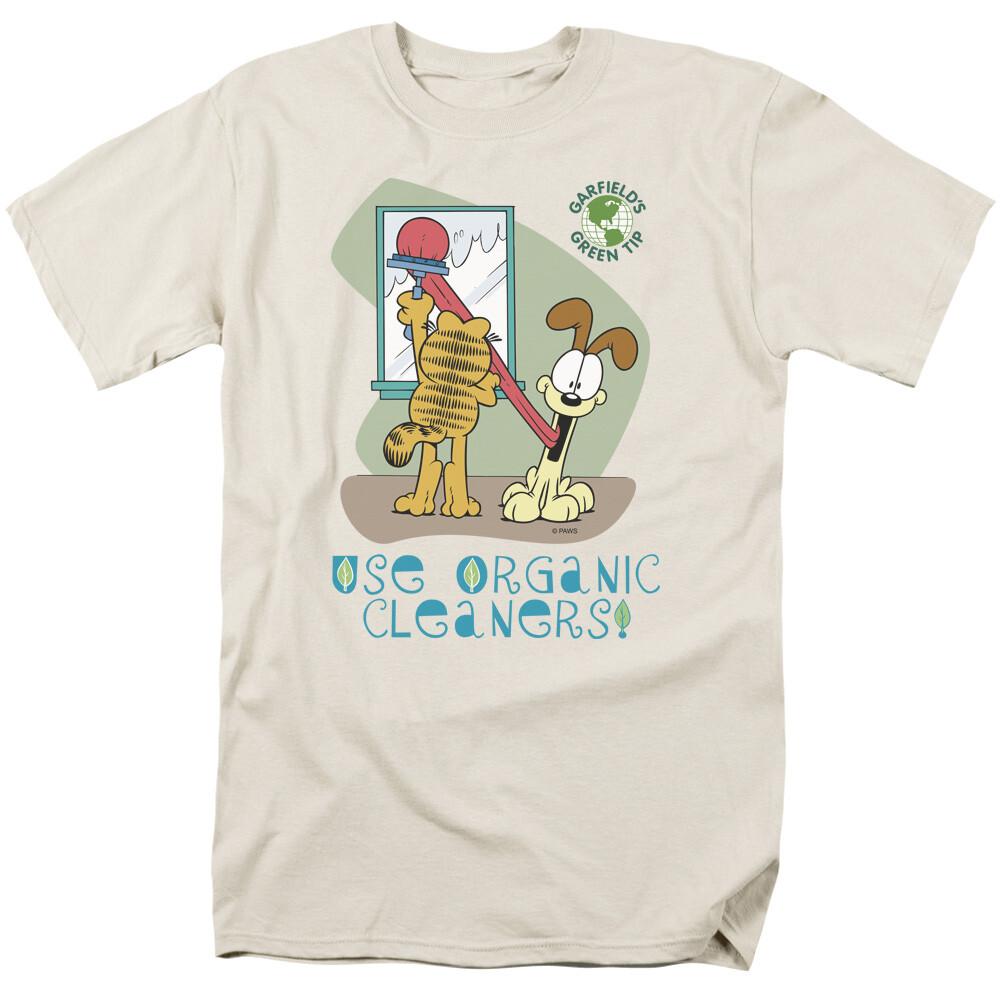 Garfield Organic Cleaners T Shirt Mens Licensed Odie Jim Davis Comic Tee Cream