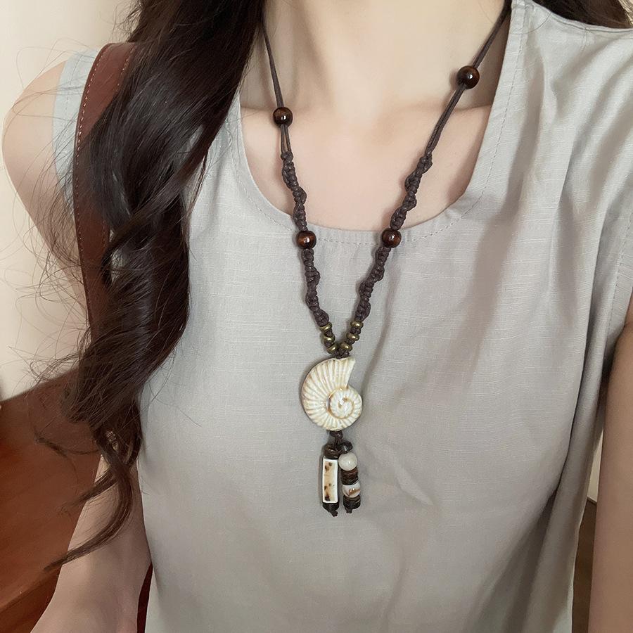 Винтажное богемное этническое ожерелье с подвеской из керамических бусин