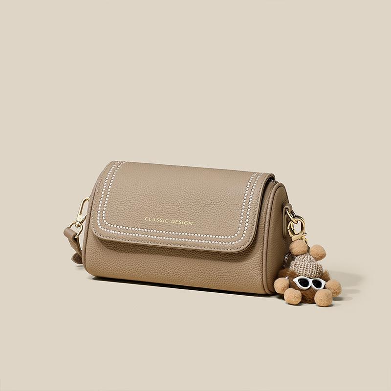 2025 Autumn Winter New Women's Crossbody Bag Genuine Leather Commuter Pillow Bag High-end Single Shoulder Cylinder Bag