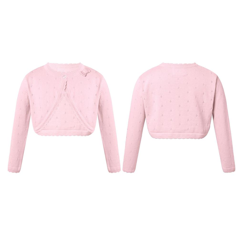 Хлопковое однотонное вязаное болеро с длинными рукавами для маленьких девочек, кардиган, свитера для дня рождения, платье, пальто