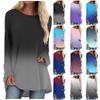 Women's Fashion Casual T-shirt Gradient Long Sleeve Round Neck Medium Long Top