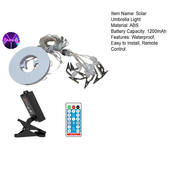 Открытый солнечный зонтик с регулируемой яркостью, автоматическое включение/выключение, пульт дистанционного управления, водонепроницаемый светодиодный зонтик, патио, украшение для вечеринки
