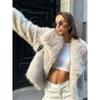 Vintage Faux Fur Oversized Coats Jacket Women Fashion Autumn Winter Thick Warm Jackets Casual Pockets Elegant Outwears Lady Luxury Streetwear Coats