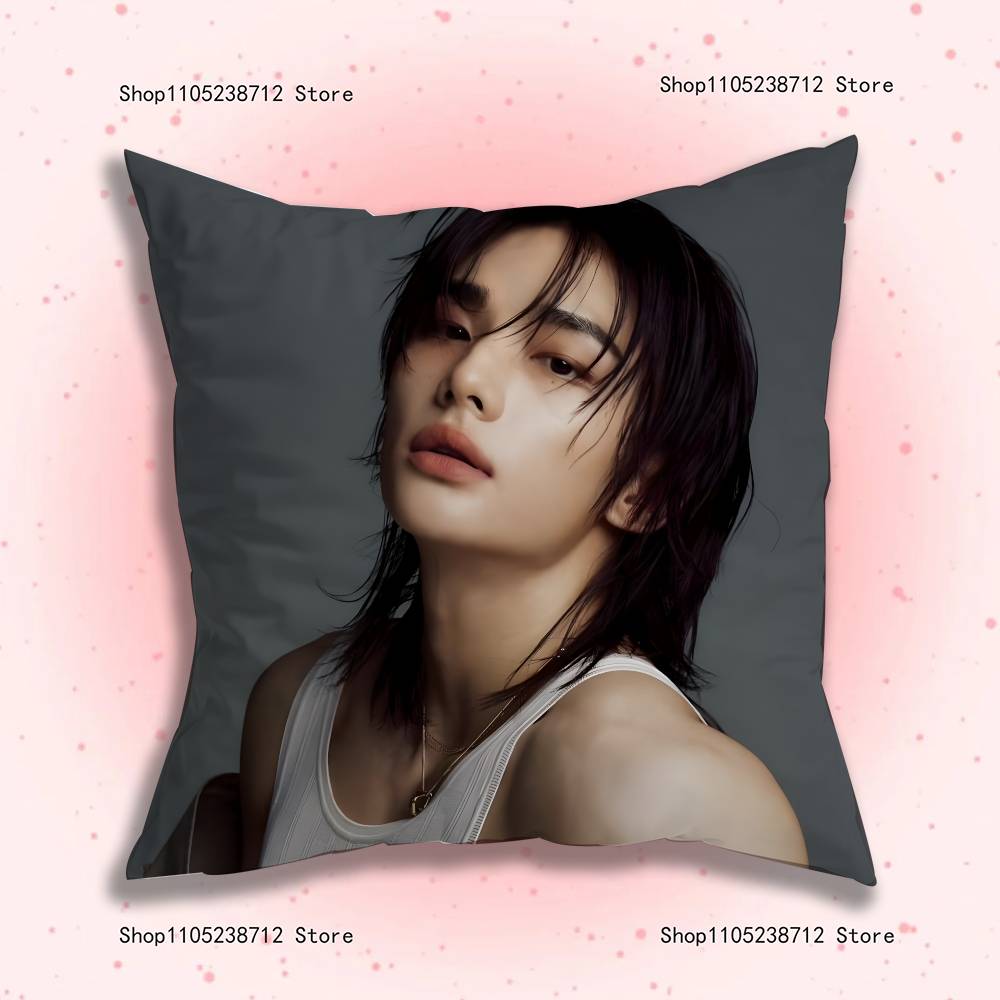 Singer HHyunjinS Pillow Case Plush Fabric Soft Pillowcase Double Sided Print Sofa Cushion Cover Throw
