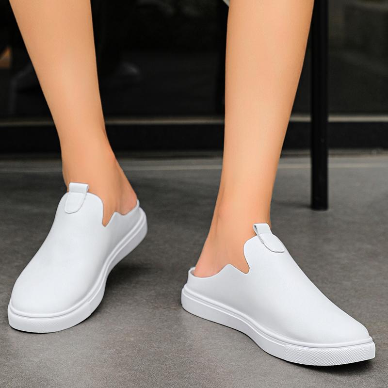 Модные летние мужские полушлепанцы Удобный и легкий дизайн Черно-белая повседневная обувь для улицы Классические кеды Слипоны