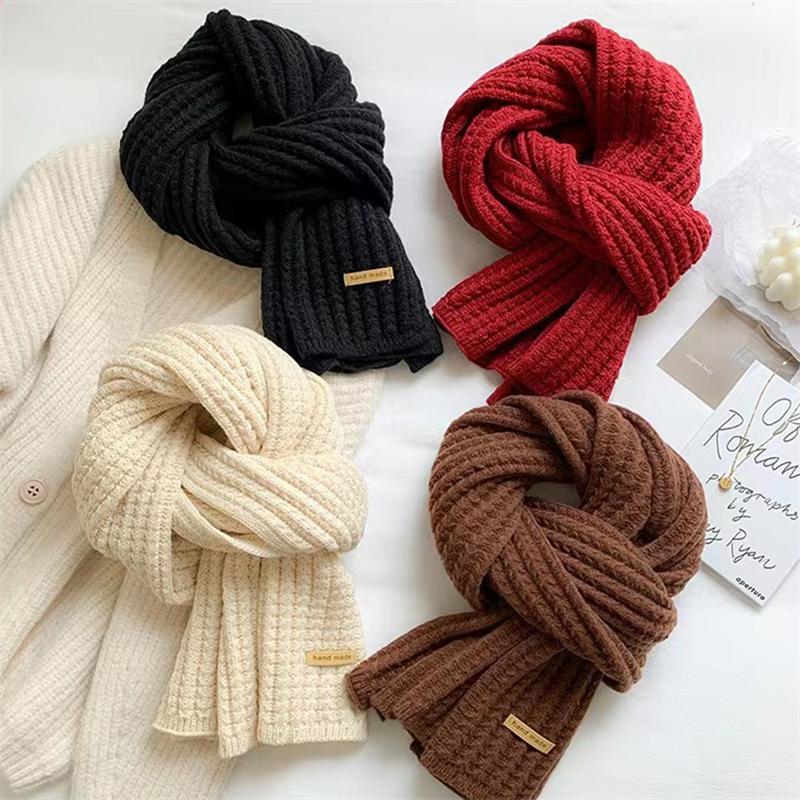 Thickening Warm Knitting Scarf Men Women Neck Cover Riding Bibwinter Thermal Neck Warmer Skiing Scarf Christmas Gift Red Scarves