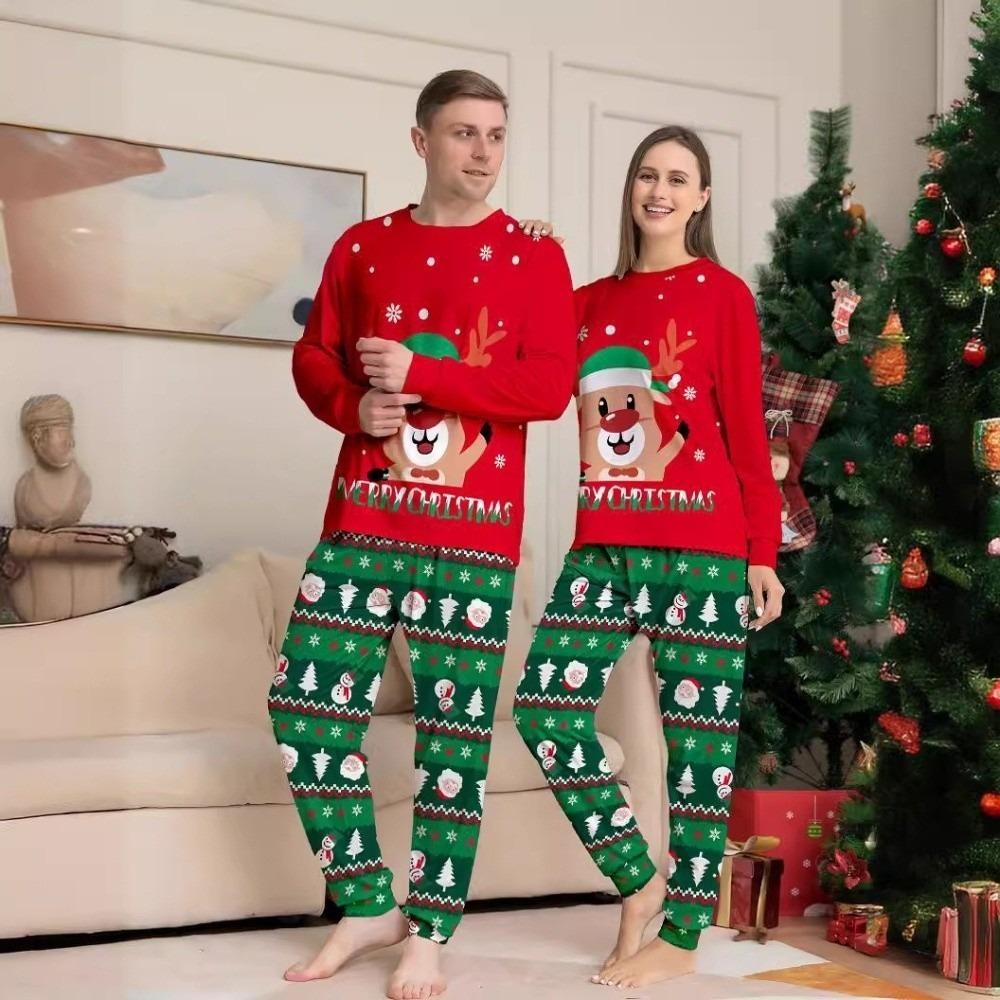 Рождественские семейные комплекты в тон Мягкая домашняя одежда для взрослых и детей Новые топ+брюки Зима