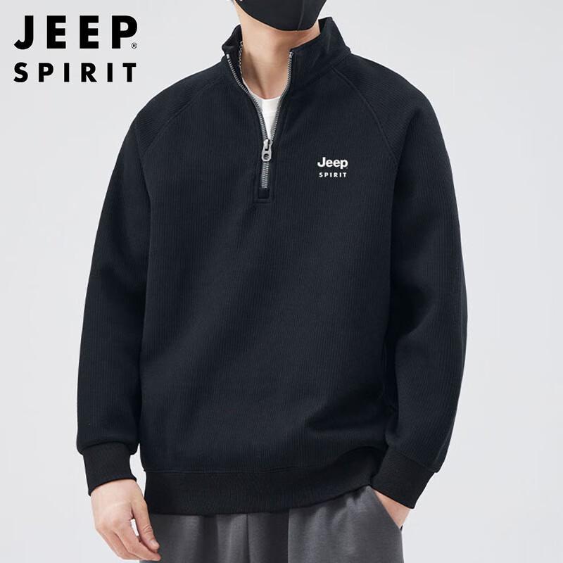 JEEP SPIRIT Men's Half-Zip Stand-Collar Sweatshirt