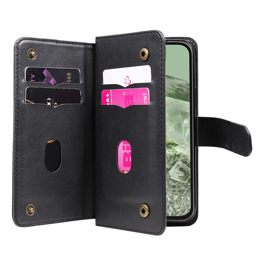 Кожаный чехол для Google Pixel 8a с 10 отделениями для карт, чехол для телефона, подставка