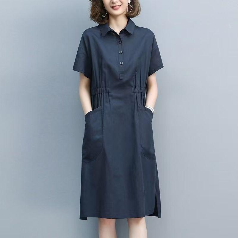 Однотонное свободное повседневное платье для похудения с утягивающей талией для женщин больших размеров для мам