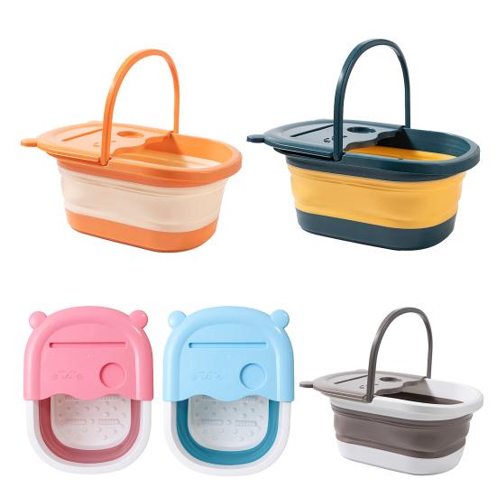 Складной тазик для ножных ванн, компактный таз для расслабления ног, массажный контейнер для спа-процедур для ног с массажными шариками на дне