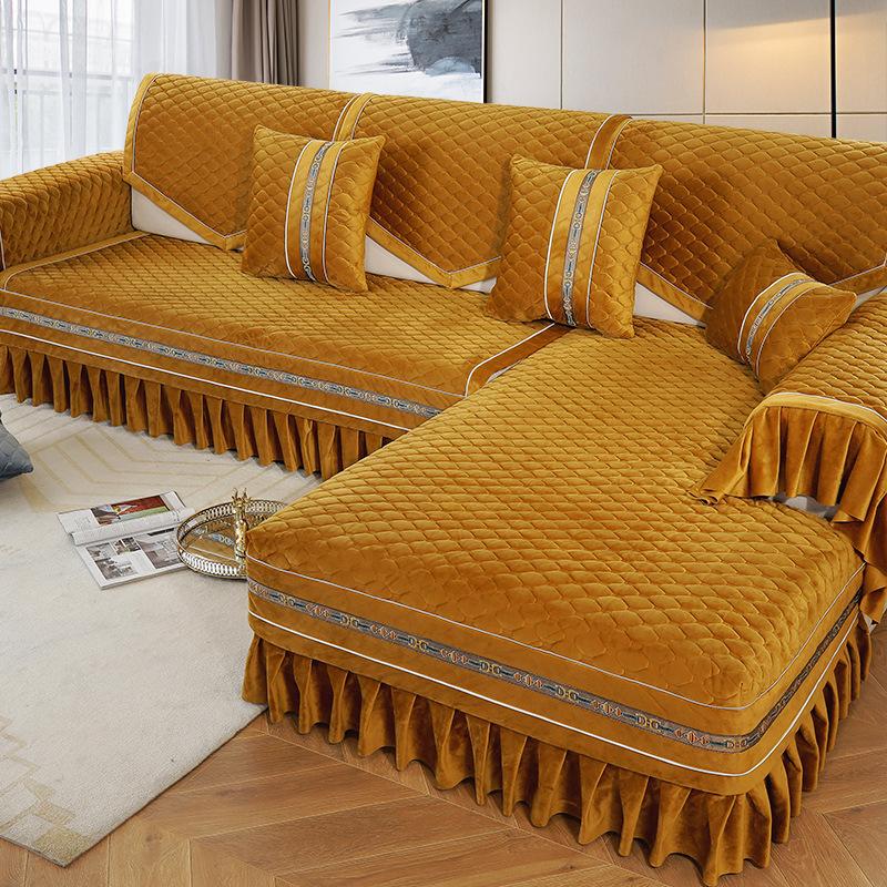 Мягкая бархатная подушка для дивана из воскового молочного цвета, утолщенный зимний чехол для дивана, плюшевый универсальный нескользящий чехол для подушки, тканевое полотенце