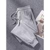 Cotton Light Gray Spring & Fall Thick Women's Zipper Sweatpants