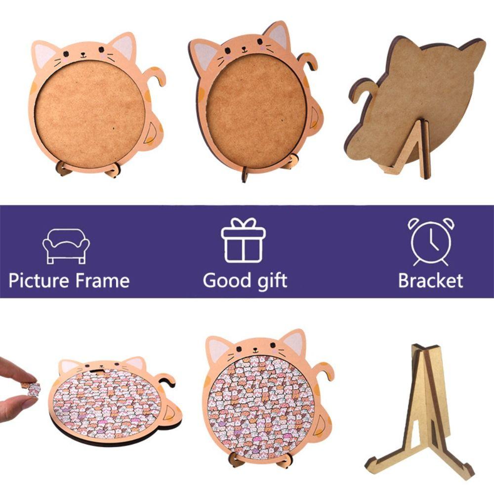Big Mouth Wooden Puzzle Home Decor Cat-Shaped Puzzle Creative Cat Jigsaw  Children Toys