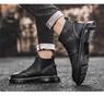 Men's 2024 Anti-Slip Soft Sole British Style Leather High-Top Boots, Work Boots, Martin Boots, Plus Velvet for Autumn and Winter.